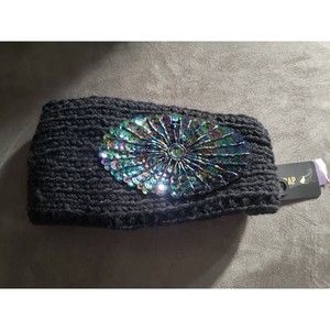 David & Young Knit Headwrap Womens Winter Hat With Peacock Beading